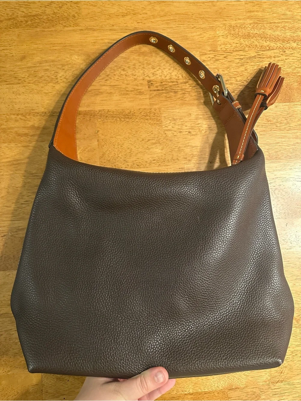 Dooney & Bourke Brown Pebbled Leather Hobo Bag